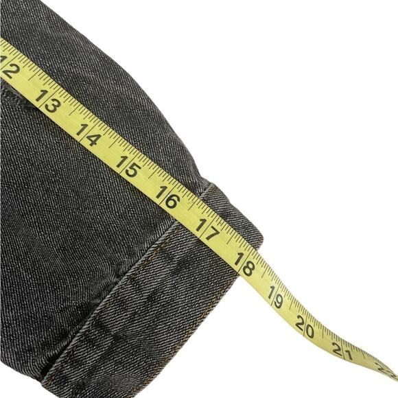 POL Denim JACKET Womens L Black Distressed Long Sleeves Animal Print Patchwork - Picture 10 of 14